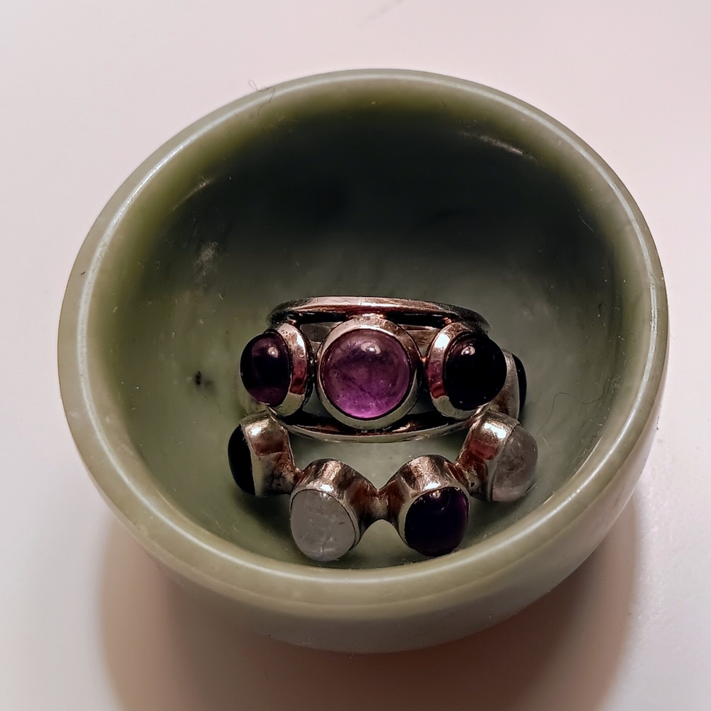 REDUCED!!!  Sterling Silver Amethyst and Moonstone Rings